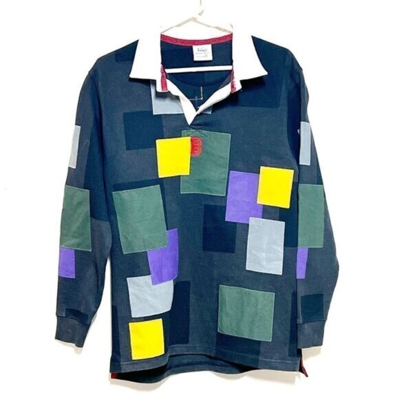 Bodega Patchwork Thick Cotton Rugby Polo Shirt Mens Sz S - Picture 1 of 8